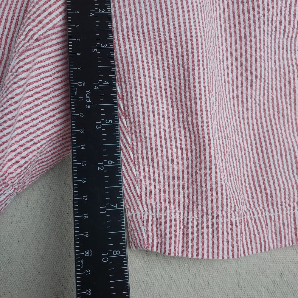 Chaps Mens 34 Red White Seersucker Shorts Cotton Flat Front Preppy Casual - Picture 8 of 10